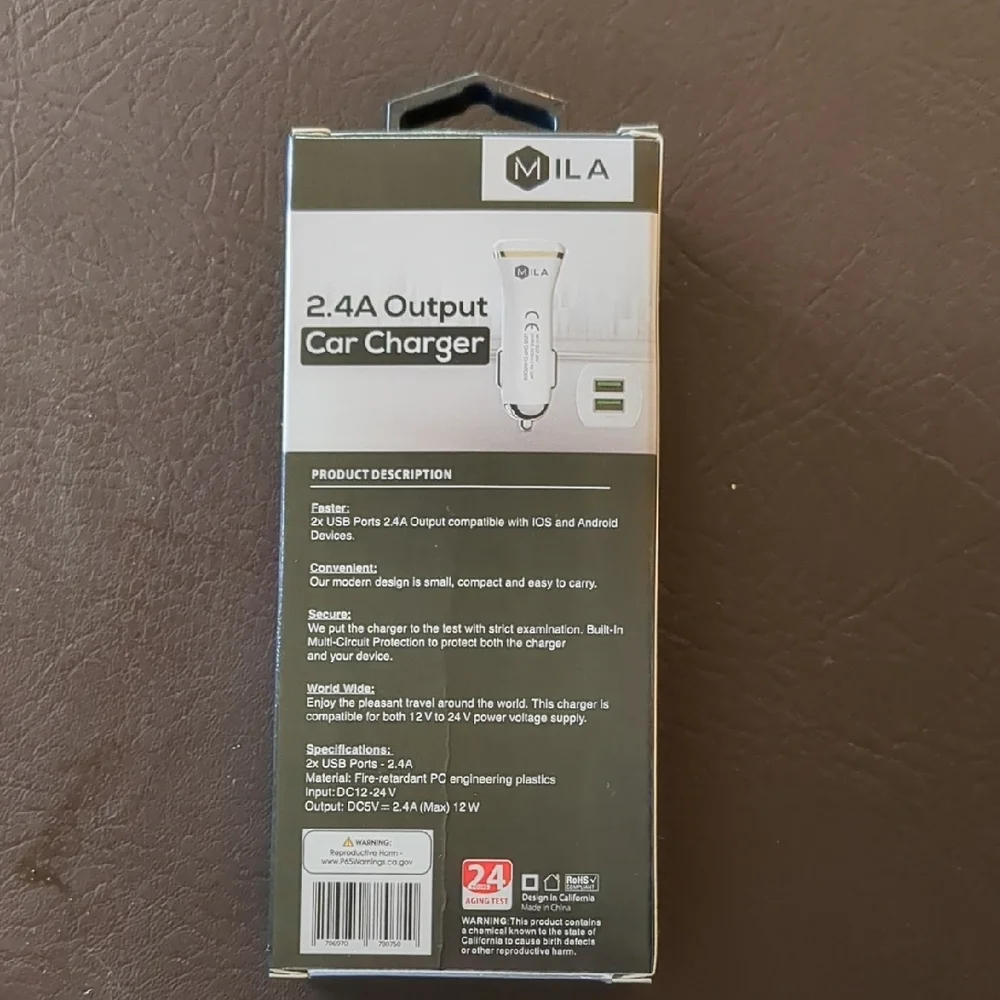 Mila Car Charger with 2-Port 2.4A Output